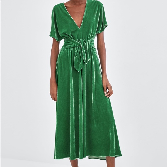 velvet tie waist dress